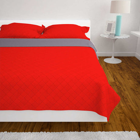 Vidaxl dobbelt -sidet quilt sengetæppe rød og grå 220x240 cm