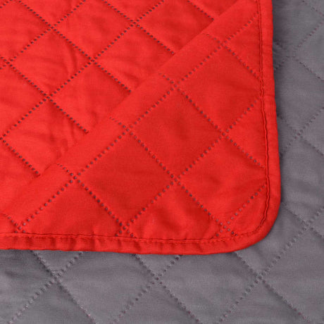 Vidaxl dobbelt -sidet quilt sengetæppe rød og grå 220x240 cm