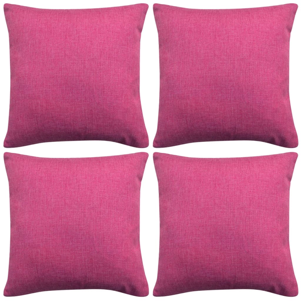 Vidaxl pude dækker 4 stykker linned look lyserød 80x80 cm
