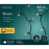 Lumineo basic LED julelys 36m sort IP44 klassisk varm