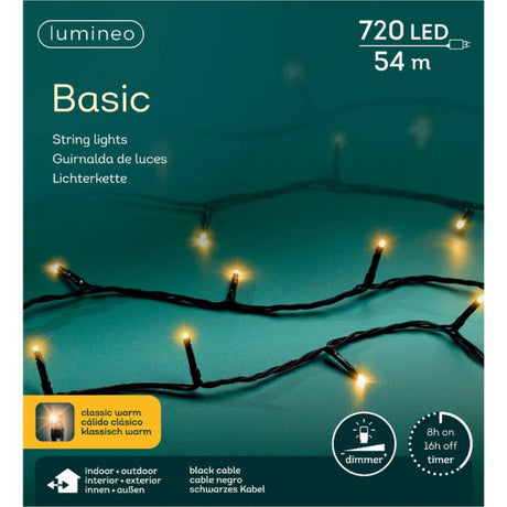 Lumineo LED ledning 720 LEDs 5400 cm sort varm hvidt lys