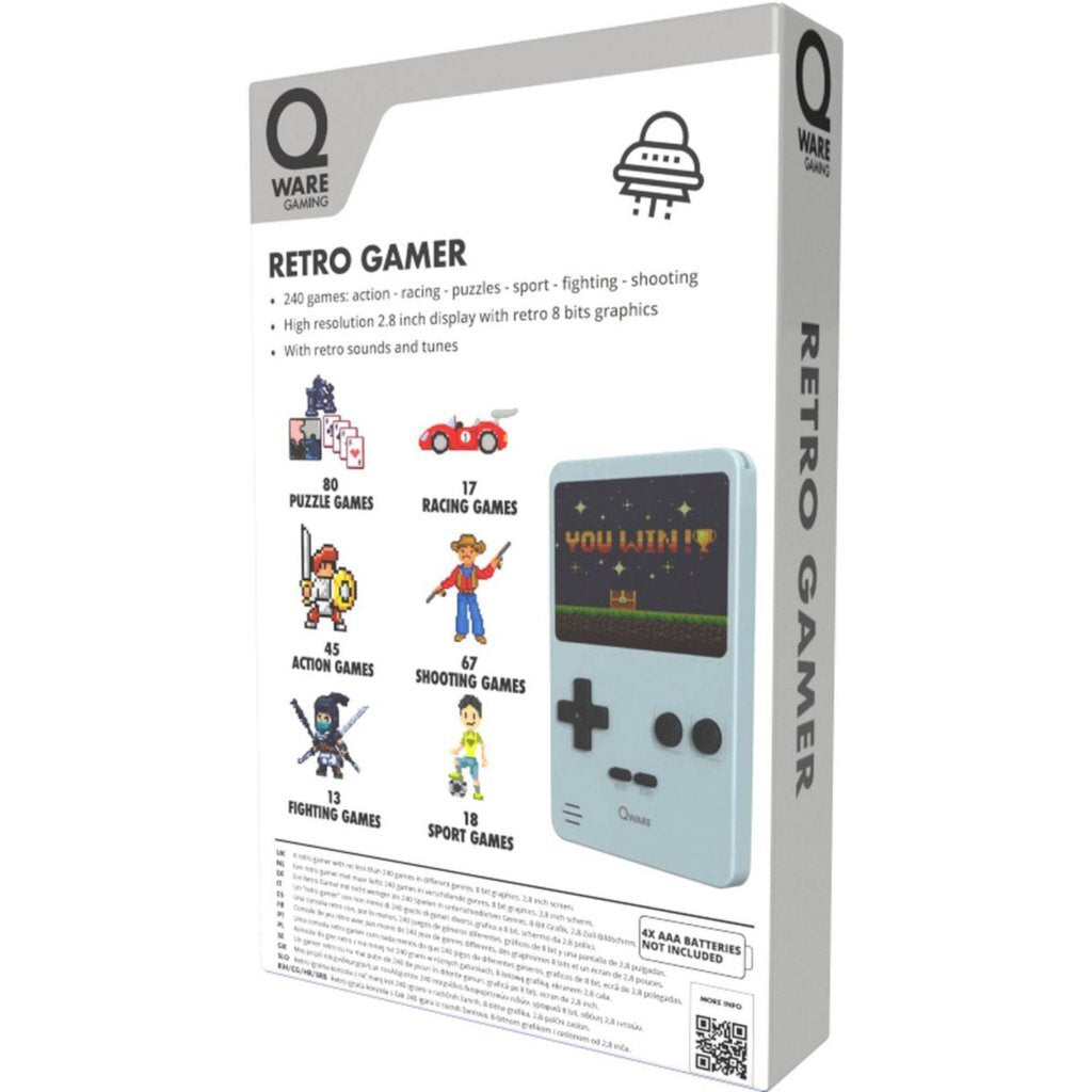 Andre mærker Qware retro spillekonsol 240 spil grå