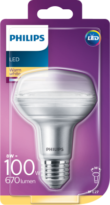 Philips LED CLA 8W (100W) R80 E27 WW 36D reflektorlampe