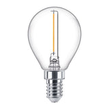 Philips LED-kuglelampe gennemsigtig - 15 W - E14 - varmt hvidt lys