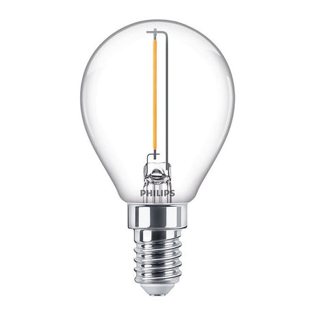 Philips LED-kuglelampe gennemsigtig - 15 W - E14 - varmt hvidt lys