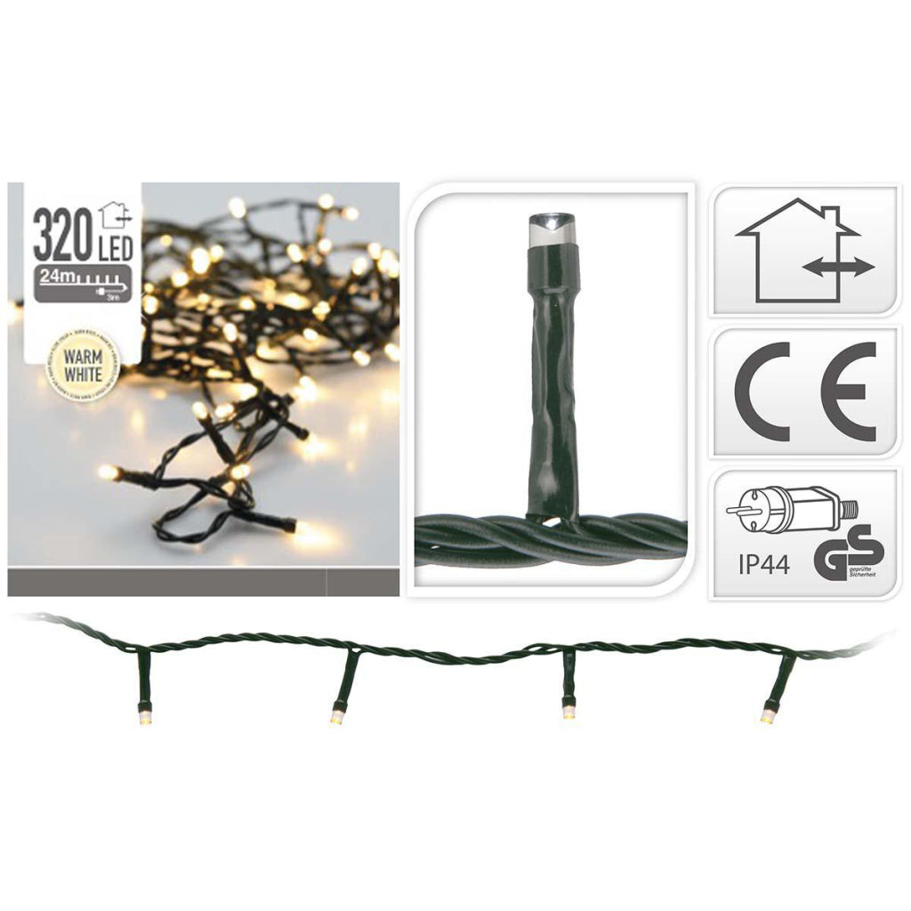 S.i.a. LED-belysning 320LEDs 240 cm varmhvidt lys sort