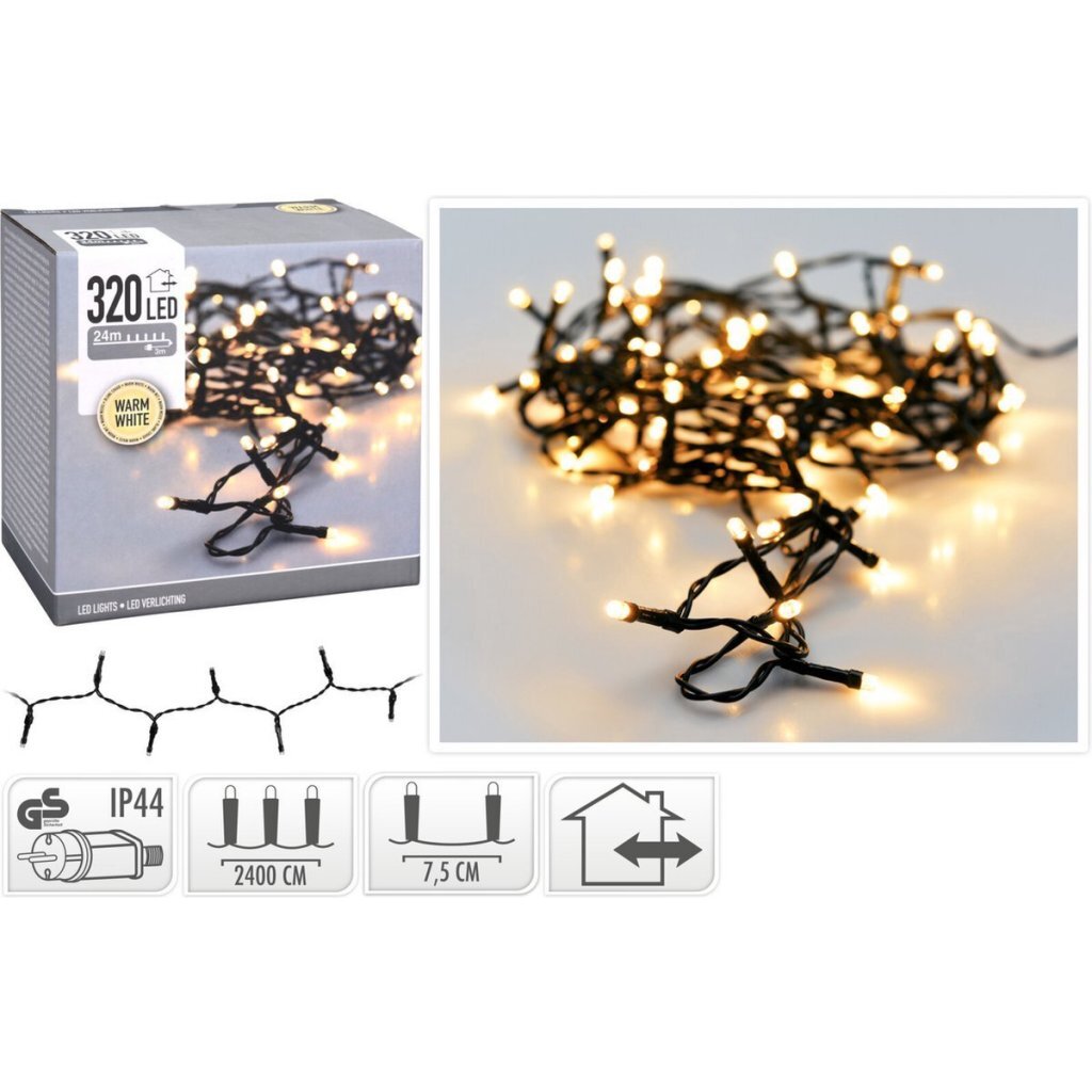 S.i.a. LED-belysning 320LEDs 240 cm varmhvidt lys sort
