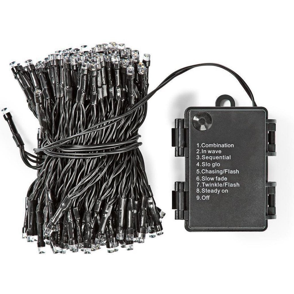 Boligstyling s.i.a. batteri LED-belysning 48 LED'er 350 cm varmhvidt lys sort