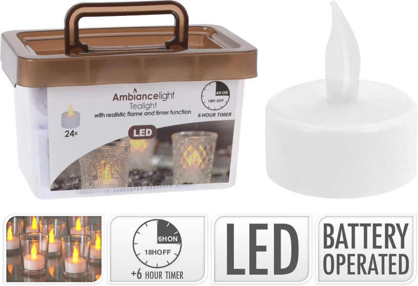 Fyrfadslys LED 24 stk med timer | 2 stk