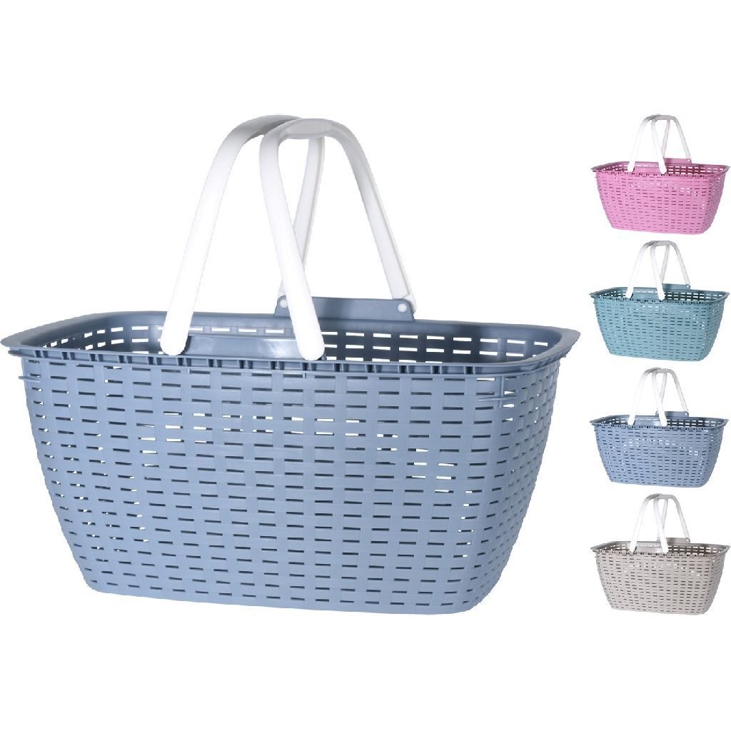 Basic kurv i rattan look med hanke 44x22x31,5 cm