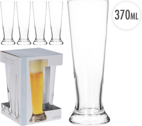 Fremragende husholdningsartikler ølglassæt 4-delt 380ml ã˜7xh20.5cm