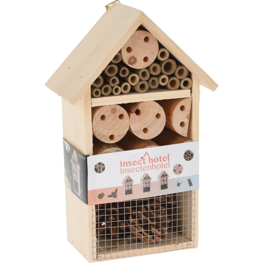 Grundlæggende insekthotel i træ 15x9x25 cm