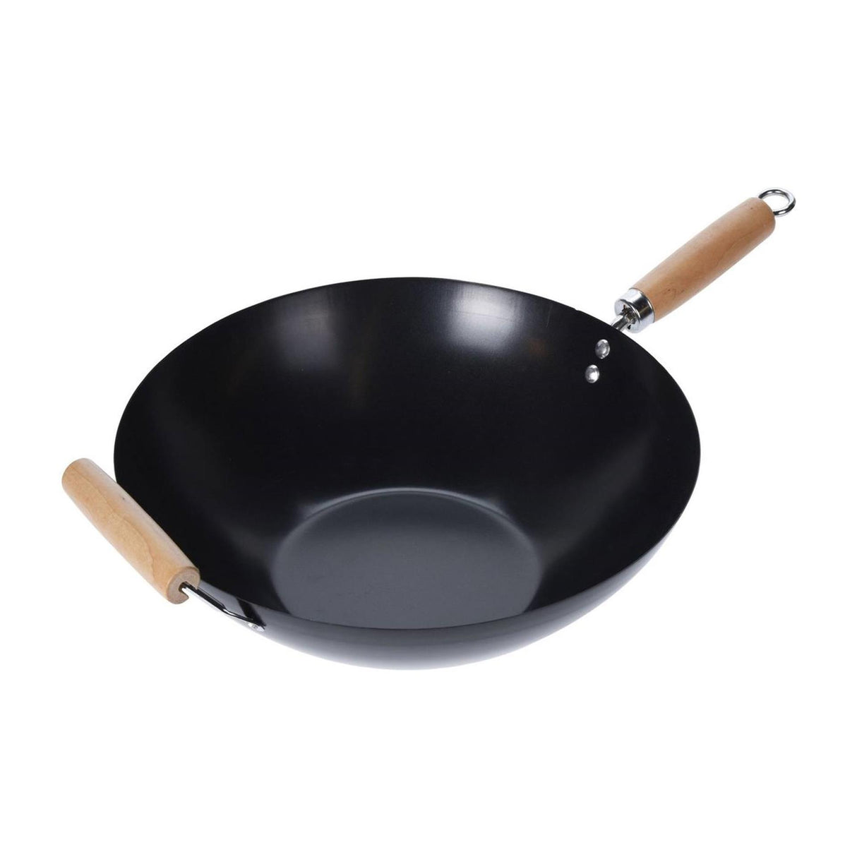 Excellent houseware wok carbon staal ã˜35cm met houten handgrepen