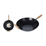 Excellent houseware wok carbon staal ã˜35cm met houten handgrepen
