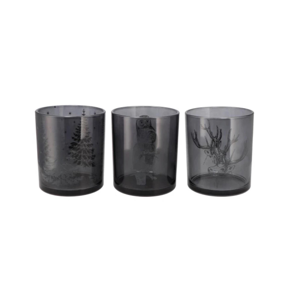 Theelichthouder jolly glas 7x7x8cm 3 assorti