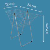 Tomado-metaltex vento 25 tørrestativ 133x109x58 cm sølv 25m tørrelængde