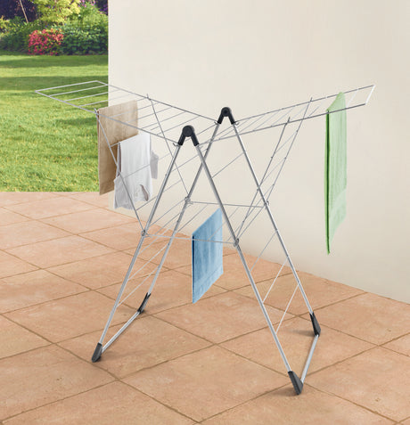 Tomado-metaltex vento 25 tørrestativ 133x109x58 cm sølv 25m tørrelængde
