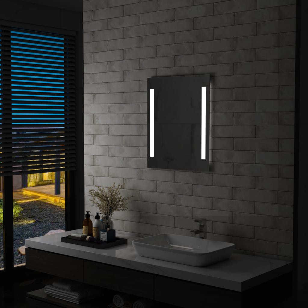Vidaxl badeværelse spejl LED med hylde 50x70 cm