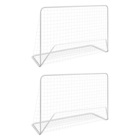 VidaXL fodboldmål 2 stk med net 182x61x122 cm stål hvid