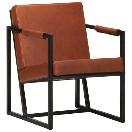 Vidaxl fauteuil echt leer bruin
