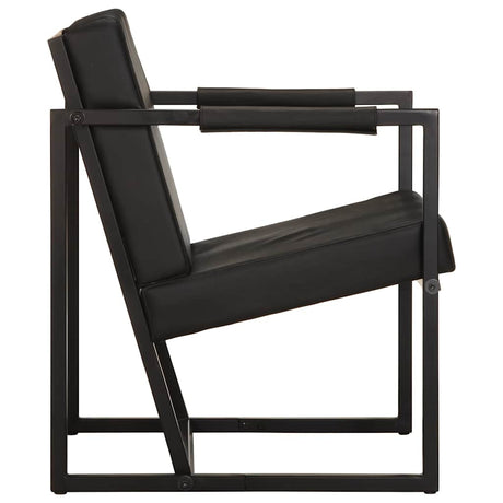 Vidaxl fauteuil echt leer zwart