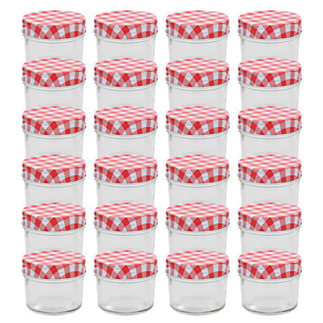 Vidaxxl syltetøjsglas med hvide med røde låg 24 stk 110 ml glas