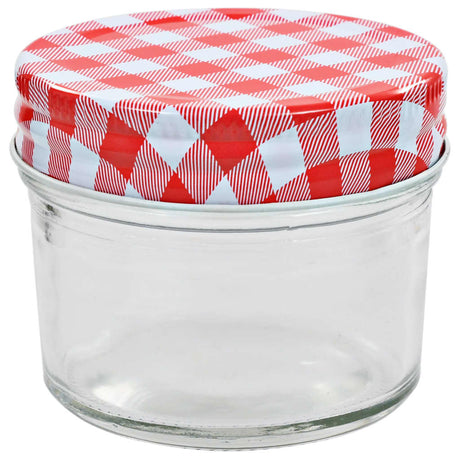 Vidaxxl syltetøjsglas med hvide med røde låg 24 stk 110 ml glas