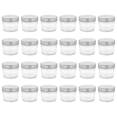 Vidaxxl syltetøjsglas med sølvfarvet låg 24 stk 110 ml glas