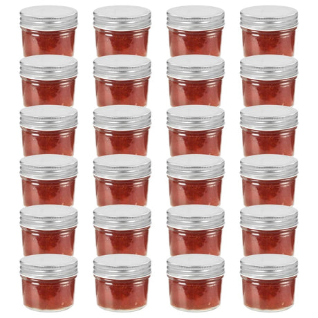 Vidaxxl syltetøjsglas med sølvfarvet låg 24 stk 110 ml glas