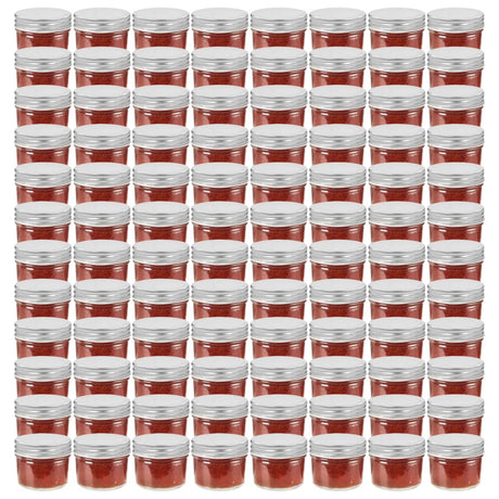 Vidaxl jampotten met zilverkleurige deksels 96 st 110 ml glas