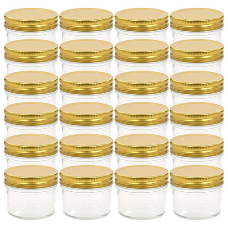 Vidaxxl syltetøjsglas med guldfarvede låg 24 stk 110 ml glas