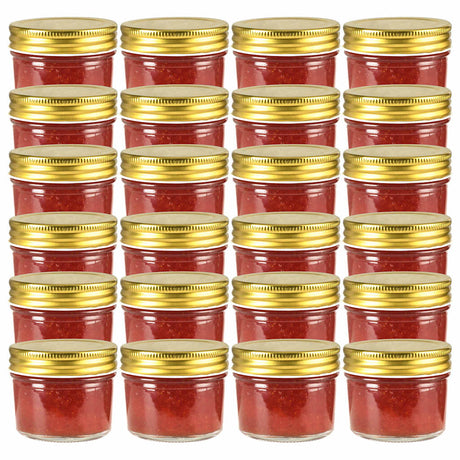 Vidaxxl syltetøjsglas med guldfarvede låg 24 stk 110 ml glas