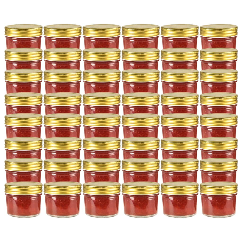 Vidaxxl syltetøjsglas med guldfarvet låg 48 stk 110 ml glas