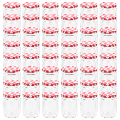 Vidaxl Jam -krukker med røde låg 48 pcs 230 ml glas