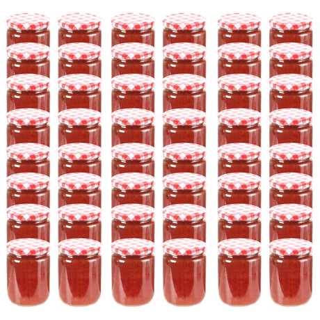 Vidaxl Jam -krukker med røde låg 48 pcs 230 ml glas