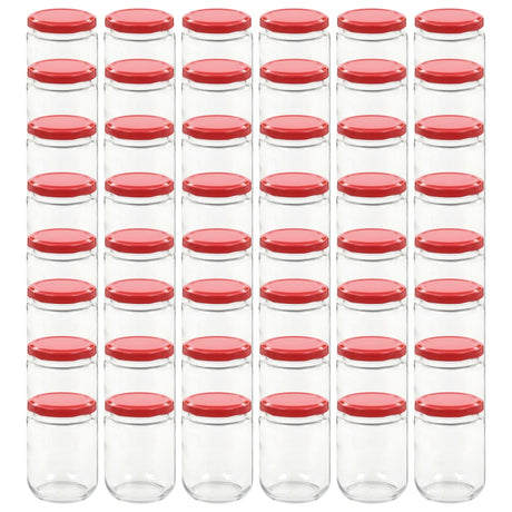 Vidaxl Jam -krukker med røde låg 48 pcs 230 ml glas