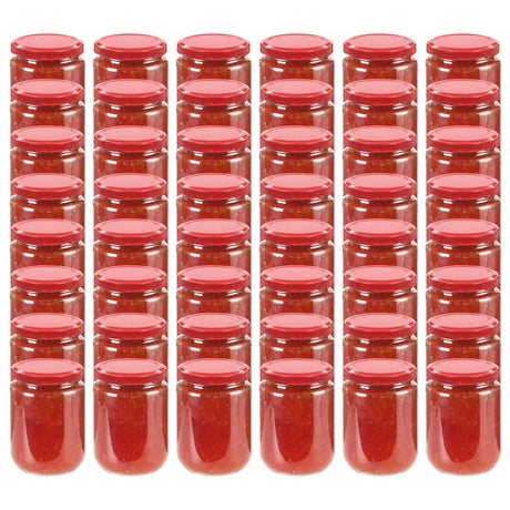 Vidaxl Jam -krukker med røde låg 48 pcs 230 ml glas