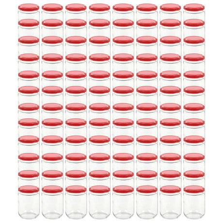 Vidaxxl syltetøjsglas med rødt låg 96 stk 230 ml glas