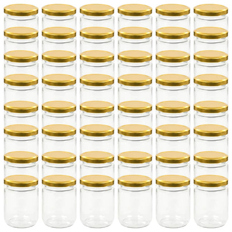 Vidaxxl syltetøjsglas med guldfarvet låg 48 stk 230 ml glas
