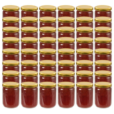 Vidaxxl syltetøjsglas med guldfarvet låg 48 stk 230 ml glas