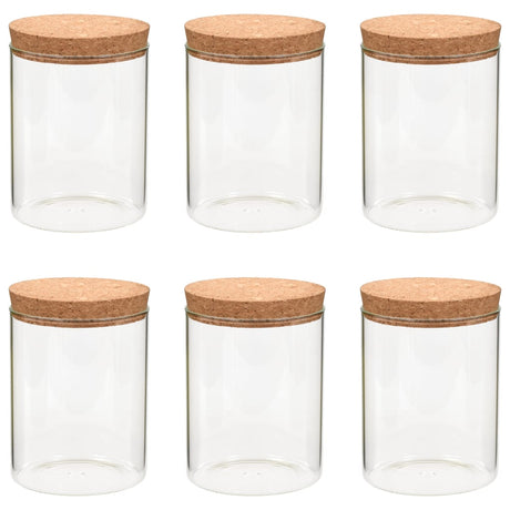 Vidaxl Storage Pots med kork låg 6 st 650 ml glas
