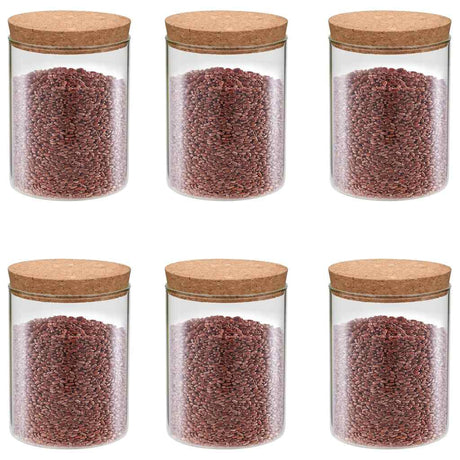 Vidaxl Storage Pots med kork låg 6 st 650 ml glas