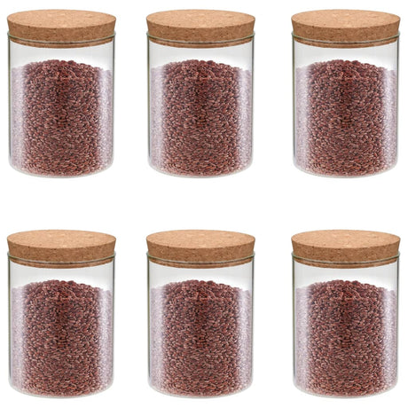 Vidaxl Storage Pots med kork låg 6 st 650 ml glas