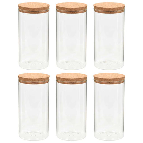 Vidaxl opbevaringspotter med kork låg 6 st 1400 ml glas