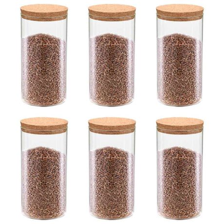 Vidaxl opbevaringspotter med kork låg 6 st 1400 ml glas
