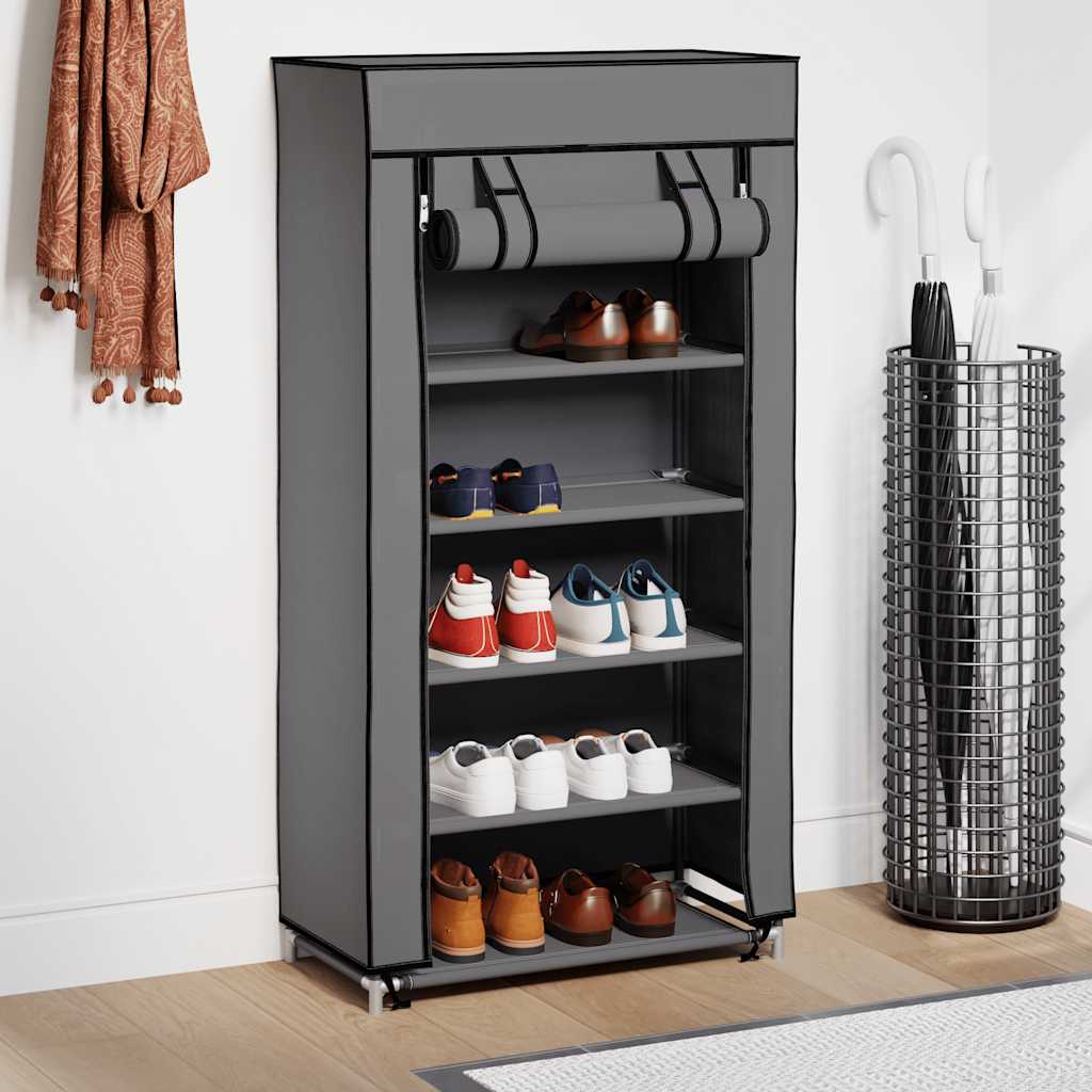 Vidaxl skoskab med dækning 58x28x106 cm stof grå