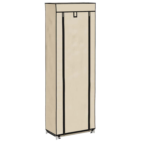Vidaxl Shoe Cabinet med dækning 57x29x162 cm stof crème