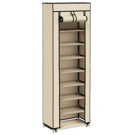 Vidaxl Shoe Cabinet med dækning 57x29x162 cm stof crème
