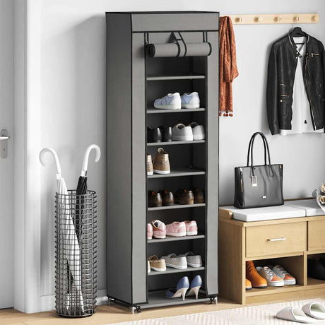 Vidaxl Shoe Cabinet med dækning 57x29x162 cm stof grå