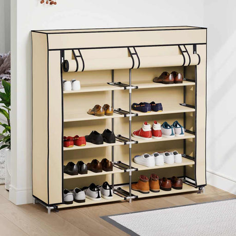 Vidaxl Shoe Cabinet med dækning 115x28x110 cm stof crème